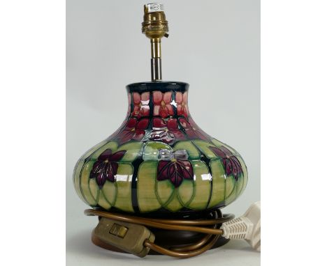 Moorcroft Violets patterned lamp base: Height to fitting 20cm