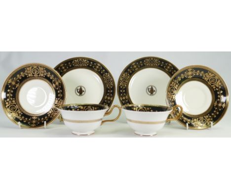 Wedgwood pair of trios in the black Astbury design: (6)