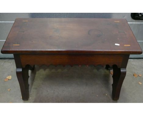 Victorian Mahogany shaped stool: Length 67cm x 37cm height