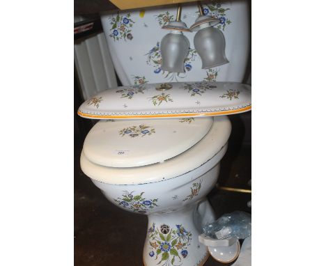 A DECORATIVE BATHROOM SUITE TO INCLUDE TOILET BASIN ETC