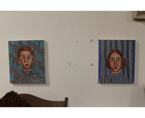 A PAIR OF ORIGINAL PORTRAIT OIL PAINTINGS BY ARTIST MOIRA DOGGETT SIGNED