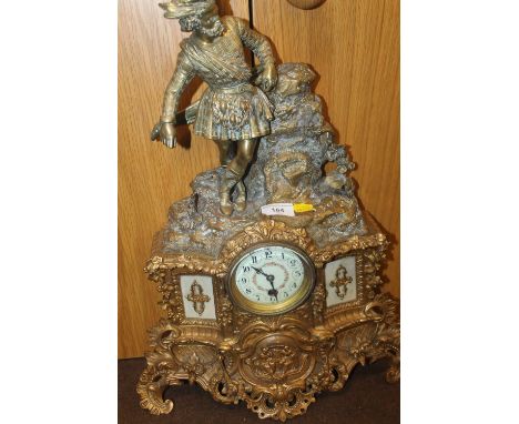 A DECORATIVE ORNATE BRASS CLOCK A/F