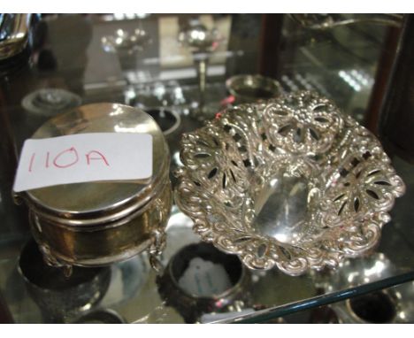 A HM silver pintray and lidded trinket box