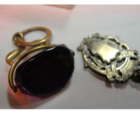 A HM silver fob; together with an amethyst example