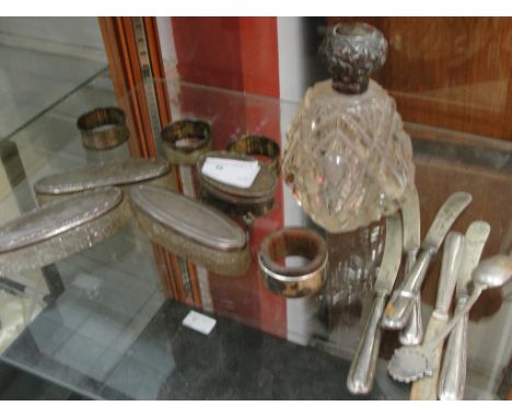A quantity of HM silver to inc trinket box, napkin rings, flatware, perfume bottle etc.