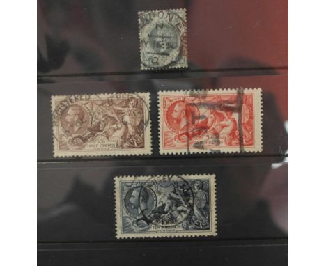 A GB and Commonwealth stamp collection on display cards to inc approx 250 Penny Reds, a Sea Horse set and George VI values : 