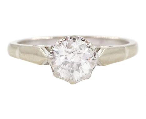 18ct white gold single stone cut diamond ring, diamond approx 0.75 caratCondition Report:Approx 3.6gm, tested 18ct, diamond c