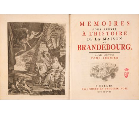 (Friedrich II., König von Preußen): Mémoires pour servir à l’histoire de la maison de Brandebourg. 3 Bde. in 1 Bd. Berlin: Vo