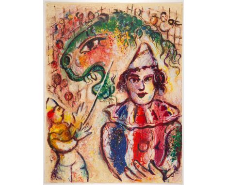 MARC CHAGALLClown. Aus: Der Zirkus 1967Farblithographie auf Velin. Eine von 23 Farblithographien aus der Folge "Der Zirkus", 
