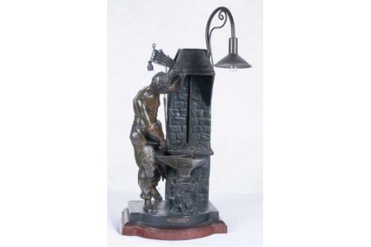 D Apres Victor Rousseau Belgica 1865 1954 La Veillee Du Forgeron Bronze Sculpture With La