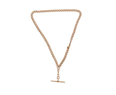 ANTIQUE 15CT GOLD POCKET WATCH CHAIN. A curb linked pocket watch chain, link width 6mm, each link stamped '15.625'. Total cha
