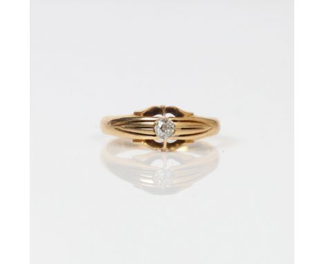 LATE VICTORIA 18CT GOLD DIAMOND SOLITAIRE RING. One old cut diamond approx. 0.23ct. Estimated colour approx. H-I. Estimated c