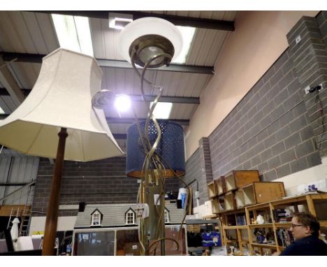 Brass standard lamp with reading light. All electrical items in this lot have been PAT tested for safety and have passed. Thi