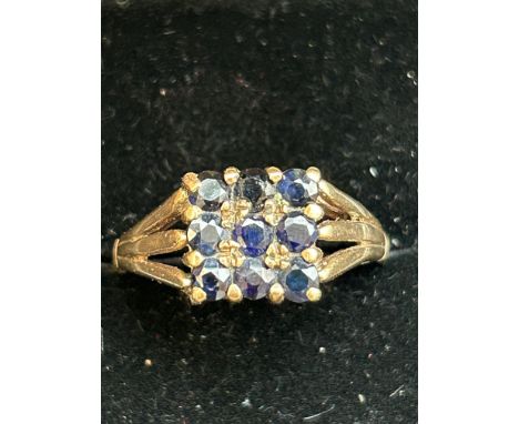 9ct Gold ring set with sapphires Birmingham 2.9g Size S 