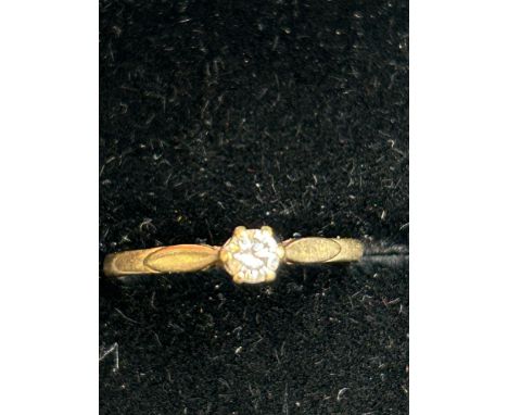 9ct Gold diamond solitaire ring 1g Size K 