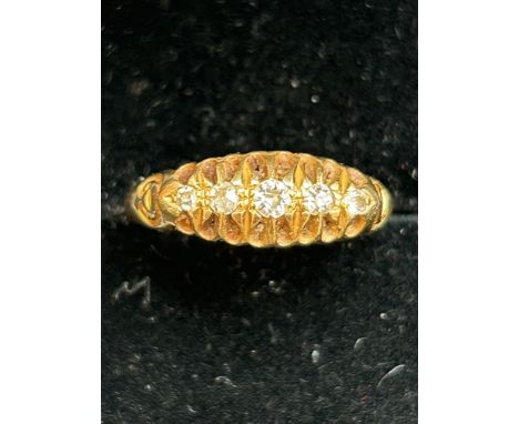 18ct Gold ring set with diamonds Birmingham 2.9g Size M 