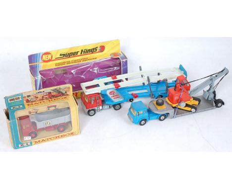 A collection of boxed, loose and empty box Matchbox and Corgi Toy diecasts to include Corgi Cars, Major series car transporte