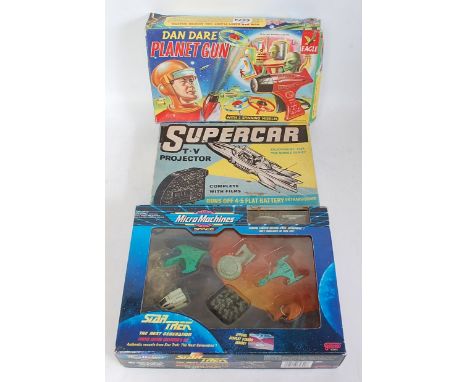 A collection of modern release space related models and gift sets to include an incomplete Dan Dare Planet gun, a Supercar TV