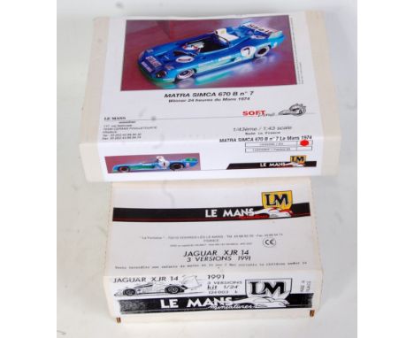 A Le Mans Miniatures 1/24 scale resin classic racing car group to include a Matra Simca 670B No. 7 Le Mans 1974 resin kit tog