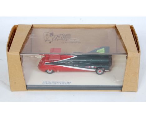 A Bizarre Models by Fernando Pinto 1/43 scale resin model of a Green Monster 1964 Landspeed Record Car finished in green, red