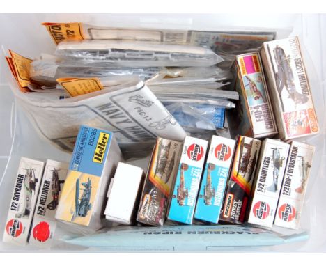 25 various boxed and bagged mixed scale plastic and vac form aircraft kits to include Airfix Matchbox, Heller and others, exa