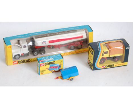 A Corgi Toys boxed diecast group to include a No. 1152 Mac Articulated Esso petrol tanker, a No. 406 Mercedes Benz Unimog, an