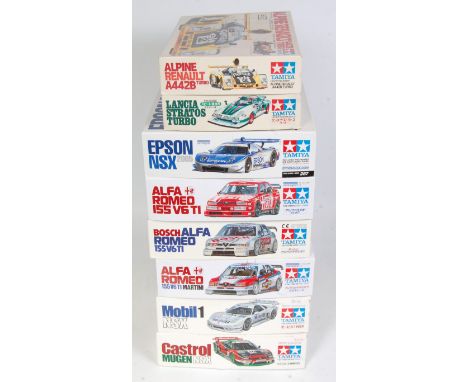 Eight various boxed as issued Tamiya 1/24 scale Classic High Speed racing kit group to include an Alpine Renault Turbo A442B,