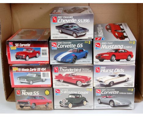 Ten various boxed as issued AMT/ERTL 1/25 scale Classic Car Kit Group to include a 1996 Chevrolet Corvette Collectors' editio