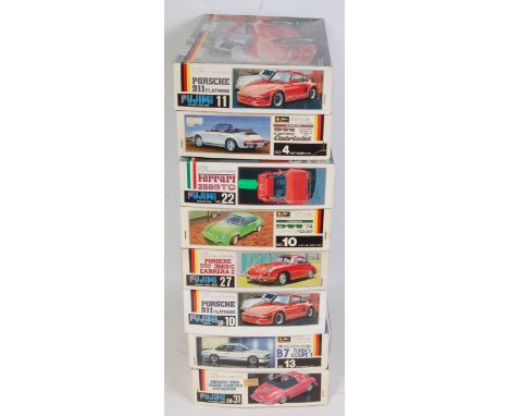 Eight various boxed Fujimi 1/24 scale Classic Car and High Speed Racing plastic kits to include a Porsche 356A 1500 GS Carrer