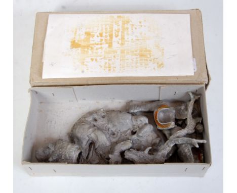 A US made pot metal diorama kit of a mountain man, large scale model, sold in a buff coloured card box