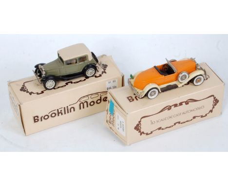 A Brooklyn Models 1/43 scale white metal motor vehicle group to include No. 12 Hudson Great Eight saloon, together with a For