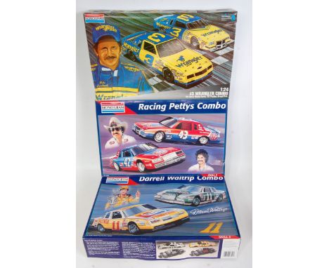 A Monogram 1/24 scale Combo car kit group to include No. 3 Wrangler Combo, Darryl Waltrip Combo, and a Racing Pettys Combo, a