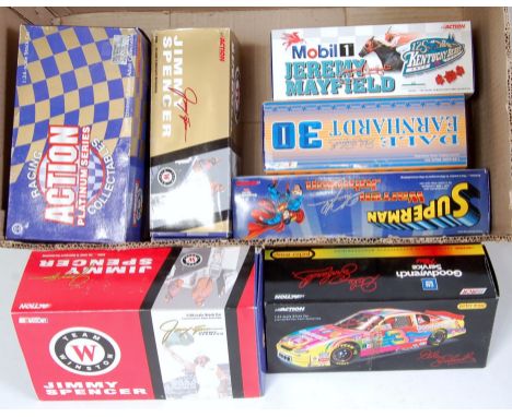 An Action Racing Collectables 1/24 scale Nascar and Stock car diecast group, eight examples to include a Warren Johnson Super