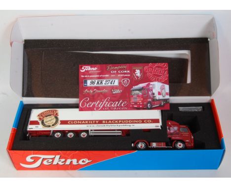 A Tekno 1/50 scale boxed model of a Dempsey Scania V8 450 tractor unit with Clonakilty black pudding refrigerator trailer, ap