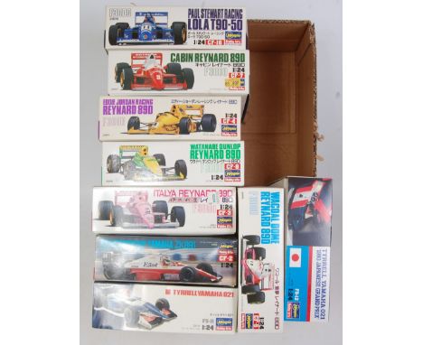 Nine various boxed as issued Hasegawa 1/24 scale F1 Racing Car Kit group to include a Reynard 89DF 3000, an Eddie Jordan Raci