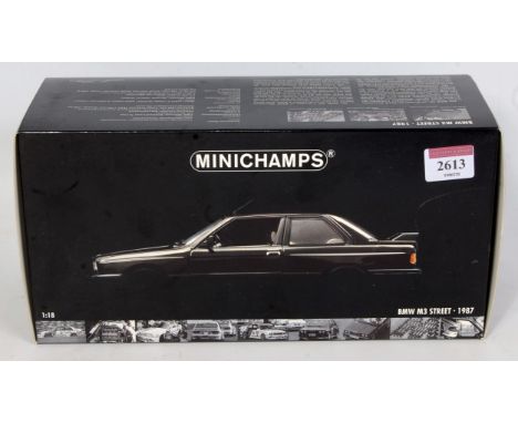 A Minichamps 1/18 scale model of a 1987 BMW M3 Street Car, finished in black, model No. 020300 appears as issuedCondition: Al