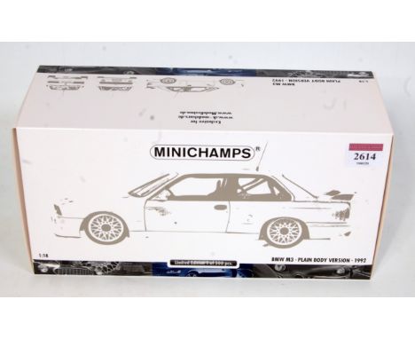 A Minichamps 1/18 scale limited edition model of a BMW M3 1992 sports car, plain body version, limited edition, 1/500 release