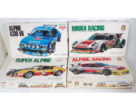 A Fujimi 1/20 scale boxed Highspeed Racing plastic classic car kit group, 4 examples to include a Rally Monte Carlo Alpine A1