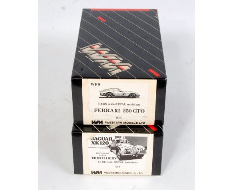 A Western Models 1/24 scale white metal classic car kit group to include a Ferrari 250GTO and a Montlhery fixed head coupe Ja