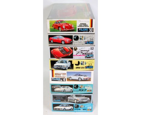 Eight various boxed as issued Fujimi 1/24 scale Classic plastic car kit group, all appear as issued to include a Honda Prelud