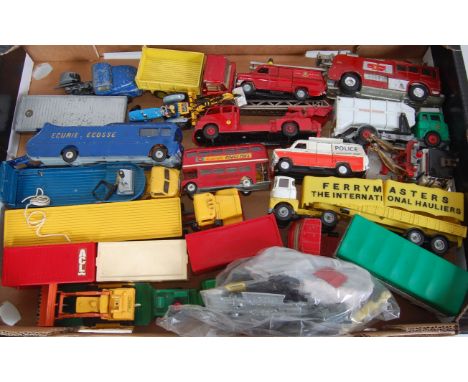 One tray containing a quantity of various loose and playworn Corgi, Spot-On and Dinky Ty diecasts, examples to include a Spot