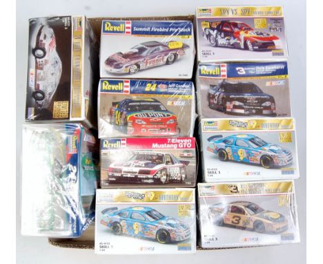 Ten various boxed as issued Revell 1/24 scale Nascar and Highspeed Racing plastic car kits, all appear as issued to include J