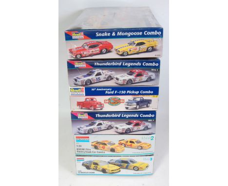A Revell and Monogram 1/24 scale Combo Kit Group, six boxed as issued examples to include Snake and Mongoose Combo, Thunderbi