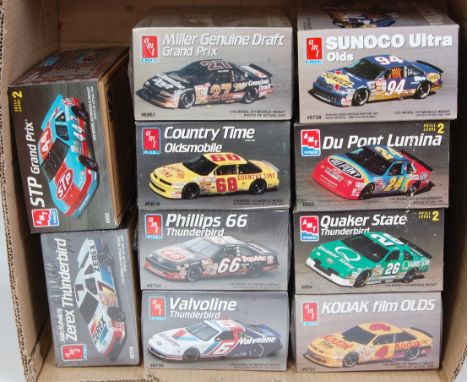 An AMT/ERTL 1/25 scale Nascar and Highspeed Racing Classic Racing Car Kit group all appear as issued to include a Sunoco Ultr