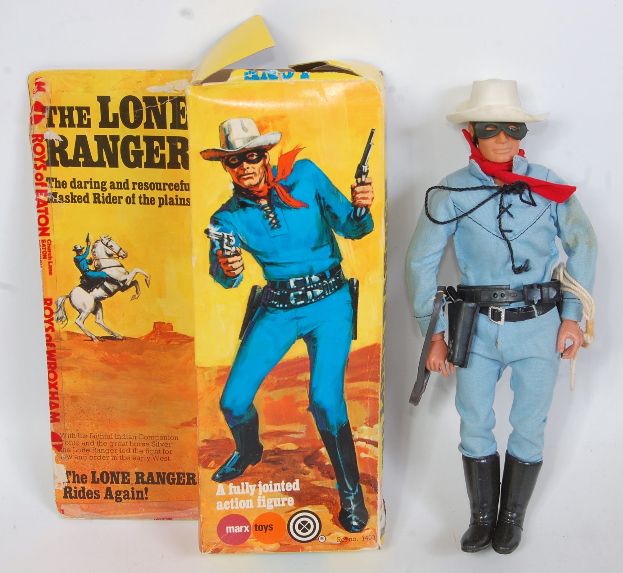 A Marx Toys The Lone Ranger action figure appears complete with tool