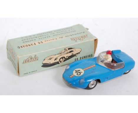 A Solido 1/43 scale boxed model of a DB Panhard race car, comprising blue body with racing No. 46 and driver figure, housed i