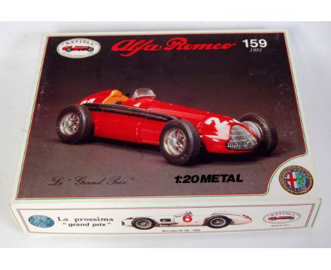 A Revival of Italy Model No. 86101 1/20 scale metal kit for an Alfa Romeo 159 1951 racing car, appears as issued in the origi