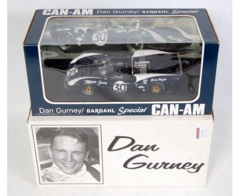 A GMP Model No. 12001 1/18 scale model of a 1966 Dan Gurney Bardahl Special No. 30 Lola Spider race car, finished in blue and