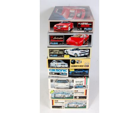 Eight various boxed as issued Fujimi 1/24 scale Classic Car kit group all appear as issued to include a KS500 SL Coupe, a Lam