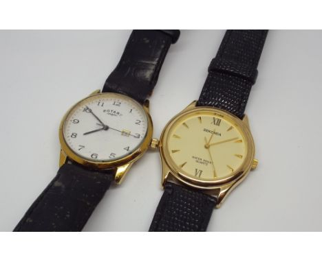 Gent's Rotary Quartz wrist watch and a Sekonda quartz wrist watch both with brown leather straps 
